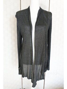 Ragstock Cardigan (Tags Removed) Sheer Gray Waterfall Top Open Front Minimalist